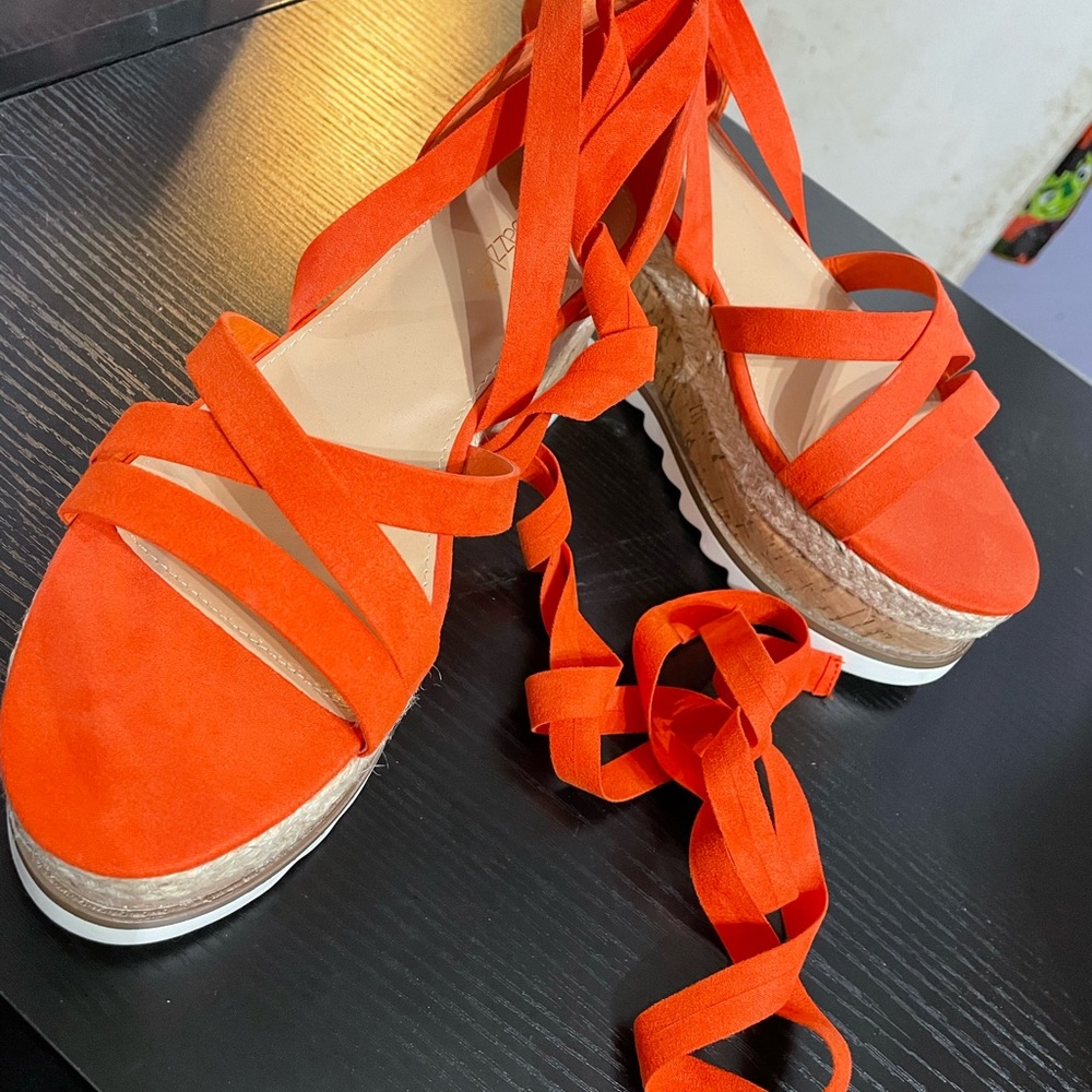 Orange tie up wedges